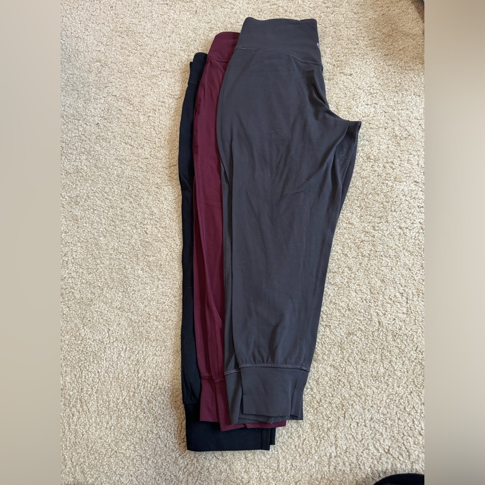 Lululemon Align Crop Joggers 23” size 8 TRIO (black, charcoal gray, Merlot red)